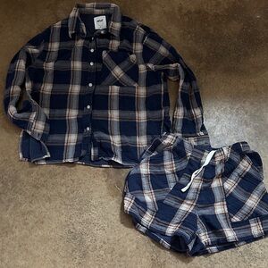 Aerie Navy Plaid Pajama Set